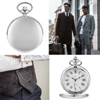 Vintage Silver Quartz Pocket Watch – Fashion Pendant Necklace for Men