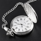 Vintage Silver Quartz Pocket Watch – Fashion Pendant Necklace for Men