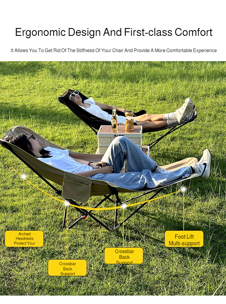 Portable Folding Camping Chair – Reclining Outdoor Seat with Leg Support